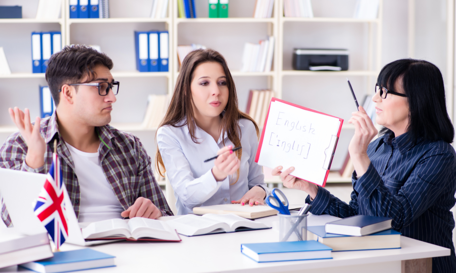 language tutor conducting a remote coaching session from home